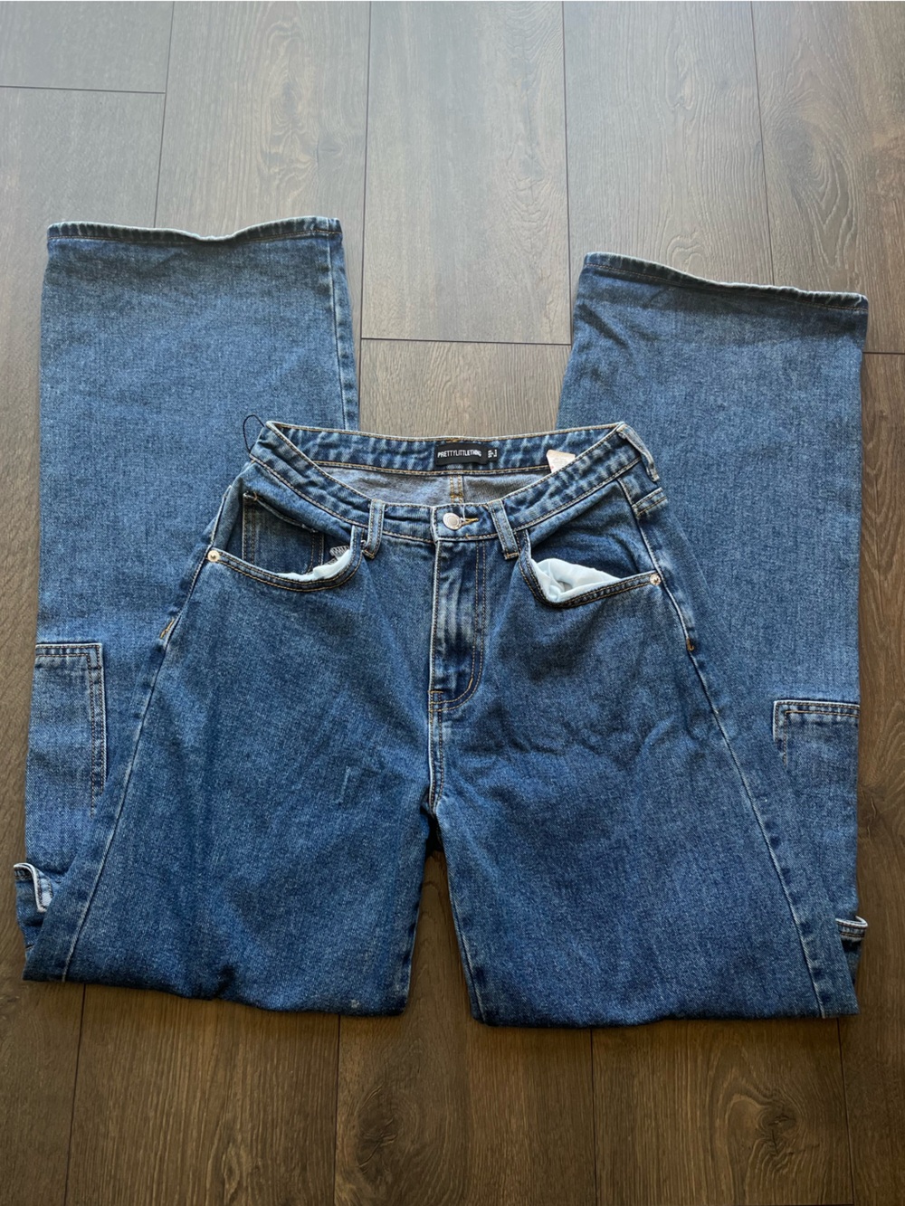 NWOT PrettyLittleThing Denim Cargo Jeans